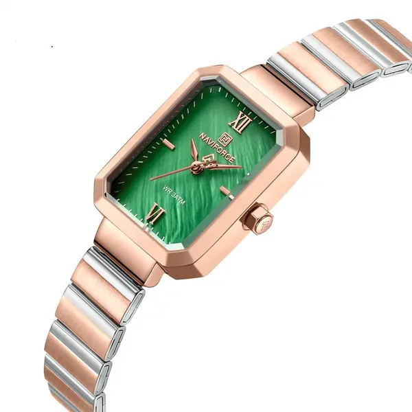 Naviforce NF5050 Women’s Japanese Quartz Movement Standard Watch – Dial Color: Green, Strap Color:  Brown  – View 2