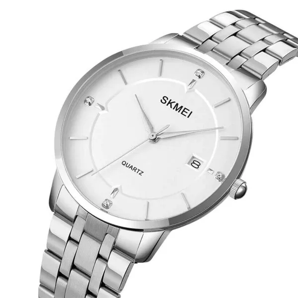SKMEI 1801 Stainless Steel Classic Quartz Men's Watch – Dial Color: White, Strap Color: Silver – View 2