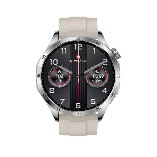 Naviforce NT12 Waterproof Comfortable Silicone Strap Quartz Sports Men's Watch – Dial Color: Black, Strap Color: White – View 1