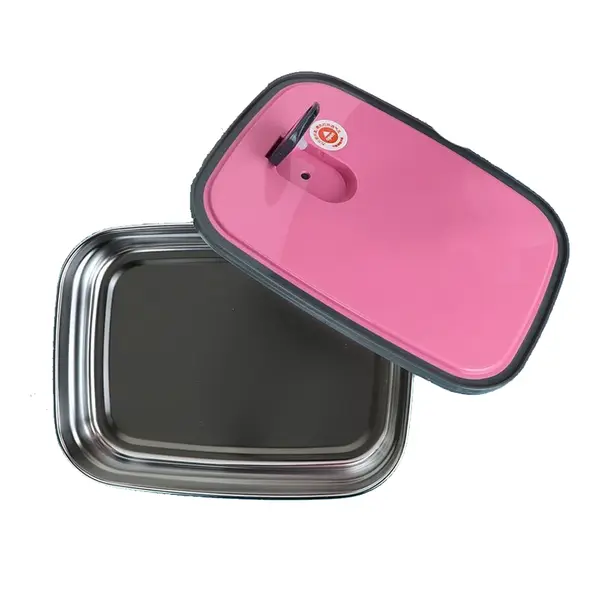 Tedemel Food Container Rectangle Stainless Steel Lunch Box – Color: Pink – View 2