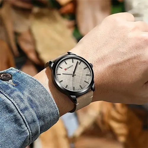 Curren 8386 Genuine Leather Strap Quartz Analog Fashion Men’s Watch – Dial Color: White, Strap Color: White – View 4