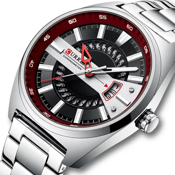 Curren 8403 High-Quality Stainless Steel Fashionable Men's Watch – Dial Color: White, Strap Color: White – View 3