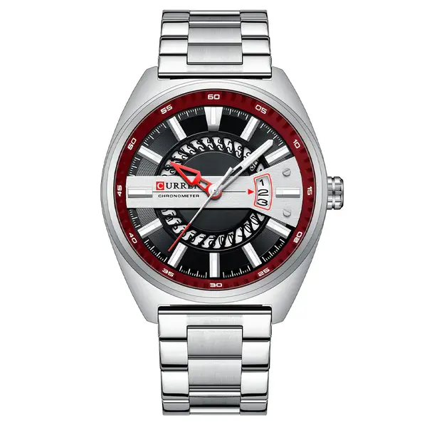 Curren 8403 High-Quality Stainless Steel Fashionable Men's Watch – Dial Color: White, Strap Color: White – View 1