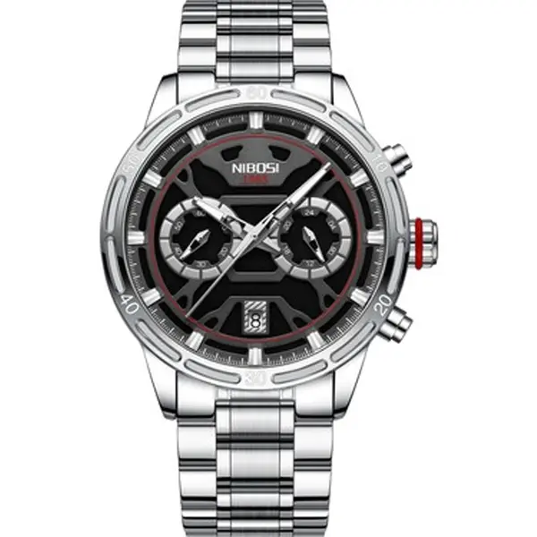 Nibosi 2537 Analogue Stainless Steel & Waterproof Men’s Watch – Dial Color: Brown, Strap Color: Silver – View 1