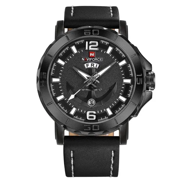 NAVIFORCE NF9122 Classic Japan Movement Waterproof Casual Men's Watch – Dial Color: White, Strap Color: Black – View 1