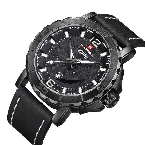 NAVIFORCE NF9122 Classic Japan Movement Waterproof Casual Men's Watch – Dial Color: White, Strap Color: Black – View 2
