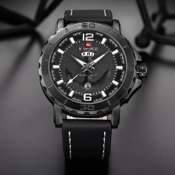 NAVIFORCE NF9122 Classic Japan Movement Waterproof Casual Men's Watch – Dial Color: White, Strap Color: Black – View 3