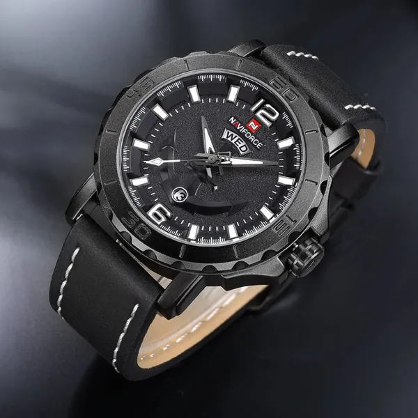 NAVIFORCE NF9122 Classic Japan Movement Waterproof Casual Men's Watch – Dial Color: White, Strap Color: Black – View 4