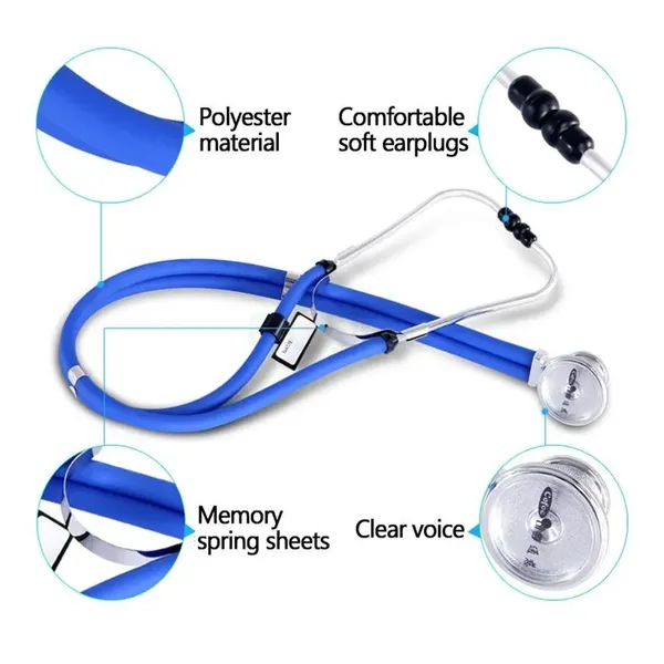 COFOE PVC Cardiology & General Dual Tube Professional Stethoscope – Color: Blue – View 2