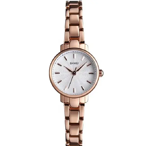 SKMEI 1410 Elegant Quartz Stainless Steel Women's Watch – Dial Color: White, Strap Color: Rose – View 1