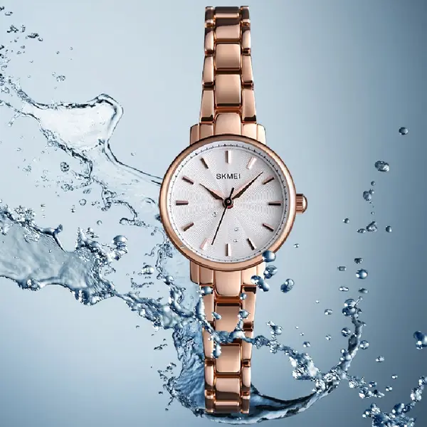 SKMEI 1410 Elegant Quartz Stainless Steel Women's Watch – Dial Color: White, Strap Color: Rose – View 4