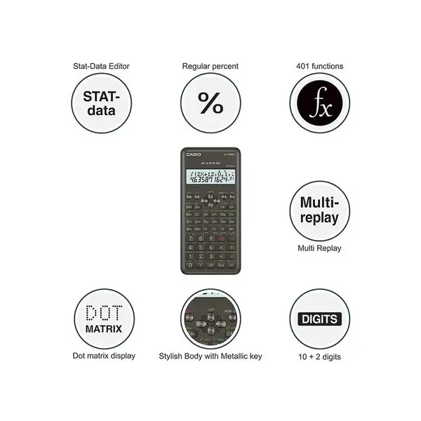 Casio fx-100MS 2nd Edition Non Programmable Scientific Calculator – View 2
