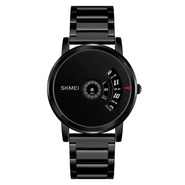 SKMEI 1260 Creative Pointer Stainless Steel Casual Men's Watch – Dial Color: Black, Strap Color: Black – View 1