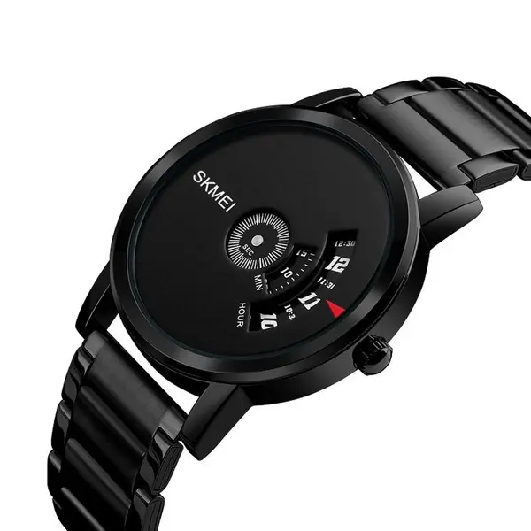 SKMEI 1260 Creative Pointer Stainless Steel Casual Men's Watch – Dial Color: Black, Strap Color: Black – View 2