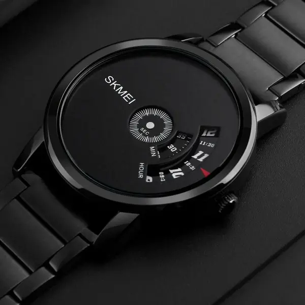 SKMEI 1260 Creative Pointer Stainless Steel Casual Men's Watch – Dial Color: Black, Strap Color: Black – View 3