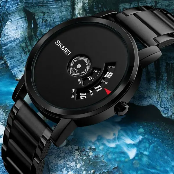 SKMEI 1260 Creative Pointer Stainless Steel Casual Men's Watch – Dial Color: Black, Strap Color: Black – View 5