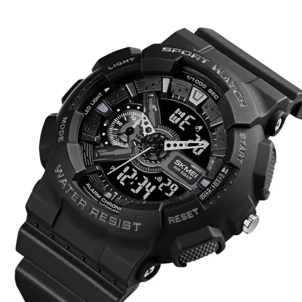 SKMEI 1688 Fashion Sport Waterproof Rubber Analog Digital Men's Watch – Dial Color: Black, Strap Color: Black – View 2