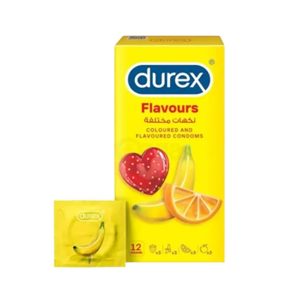 Durex Flavours Coloured and Flavoured Condom - 12s Pack (Strawberry, Banana, Orange, Apple) – View 2