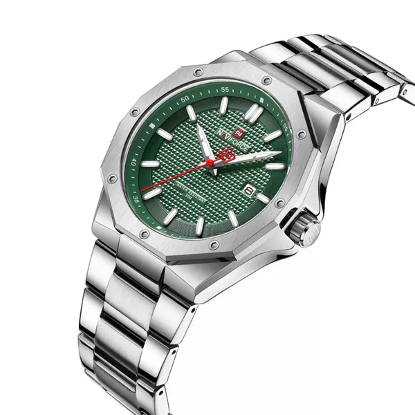 NAVIFORCE NF9200S Stainless Steel Analog Men's Watch – Dial Color: Green, Strap Color: Silver – View 2