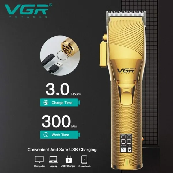 VGR V-280 10W USB Metal Electric Hair Clipper with LED Digital Display Trimmer – View 6