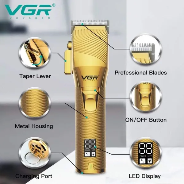 VGR V-280 10W USB Metal Electric Hair Clipper with LED Digital Display Trimmer – View 3