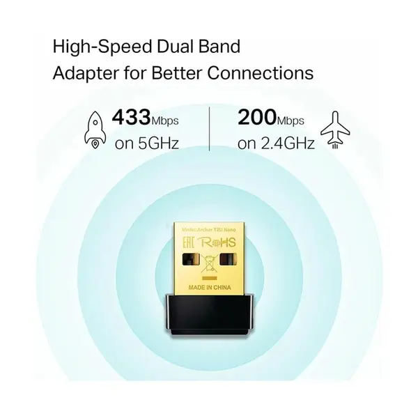 TP-Link Archer T2U Nano AC600 Dual Band Wi-Fi USB Adapter – View 2