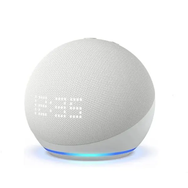 Amazon Echo Dot 5th Gen LED Display Smart Speaker with Clock – Color: White – View 1