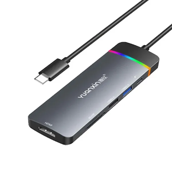 Yuanxin X-32036 6 in 1 Type-C RGB Hub – View 2