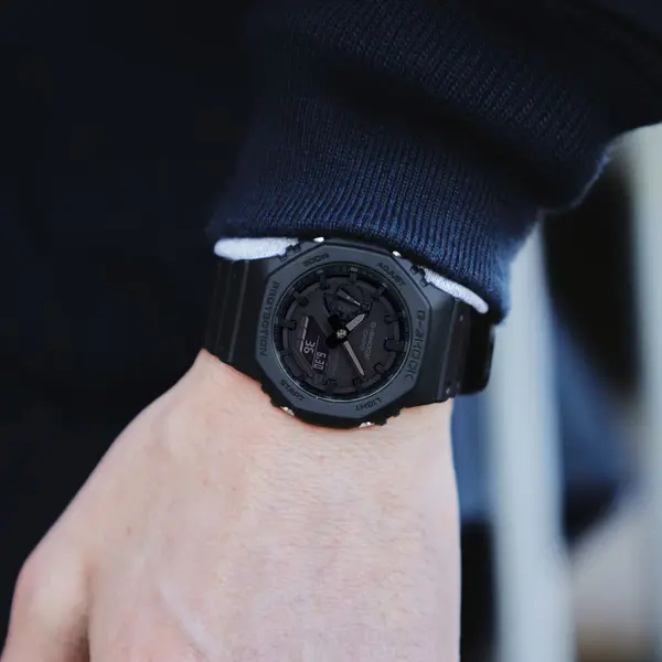 Casio GA-2100-1A DR BK G-Shock Men's Multifunctional Backlit Sports Analog Digital Wristwatch – Dial Color: Black, Strap Color: Black – View 3