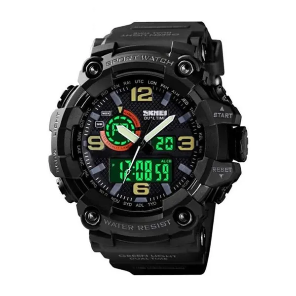 SKMEI 1520 Multifunction LED Light Waterproof Sport Men's Watch – Dial Color: Black, Strap Color: Black – View 1