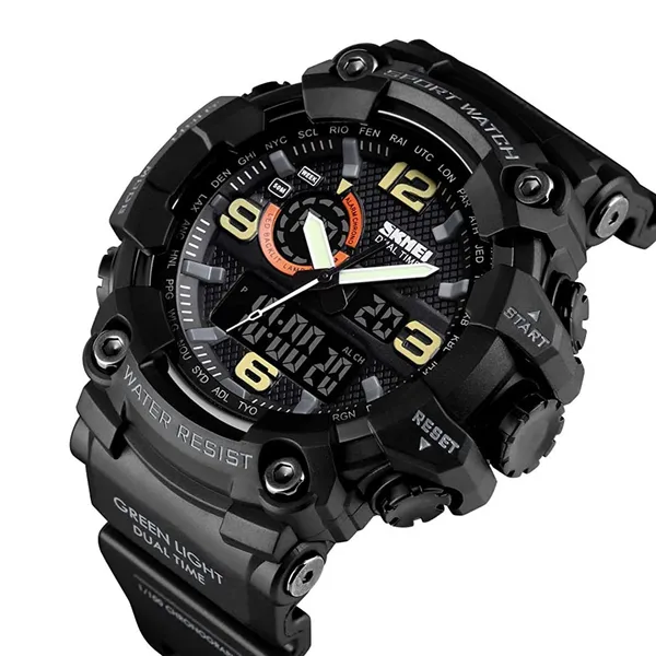 SKMEI 1520 Multifunction LED Light Waterproof Sport Men's Watch – Dial Color: Black, Strap Color: Black – View 2