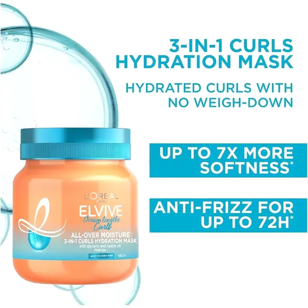 Loreal Paris Elvive Dream Lengths Curls All Over Moisture 3 in 1 Curls Hydration Mask 680ml – View 2