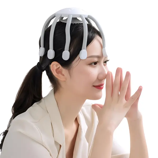 Rechargeable Scalp Therapy Octopus Massager for Head – Color: White – View 2