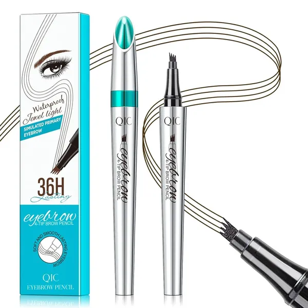QIC Eyebrow Pencil 4 Tip Microblade Eyebrow Pen Waterproof Red Brown 03 – View 1