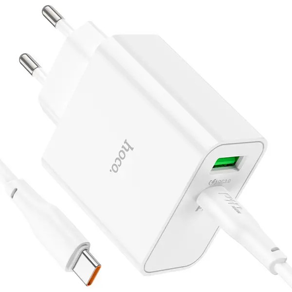 Hoco C113A PD65W Dual-Port Wall Charger with Type-C Cable – View 4