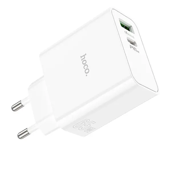 Hoco C113A PD65W Dual-Port Wall Charger with Type-C Cable – View 3