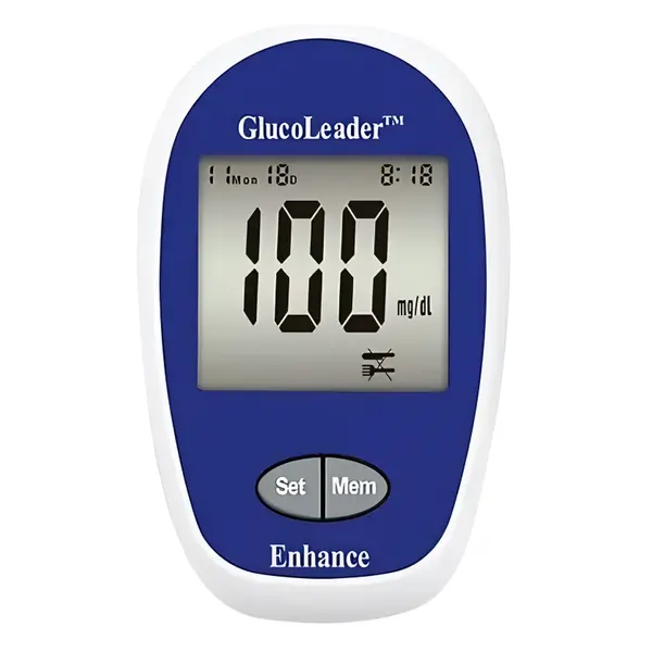 GlucoLeader Enhance Digital Diabetes Testing Machine – Color: Blue – View 1