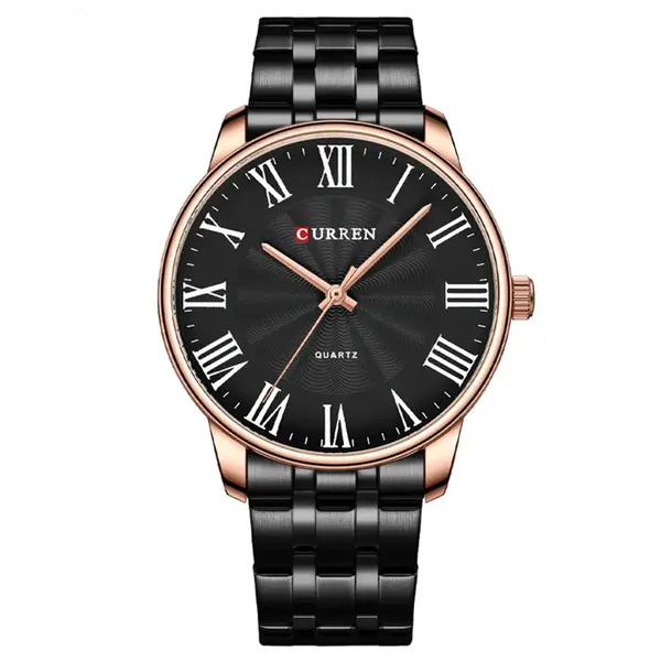 Curren 8422 Luxury Stainless Steel Quartz Analog Casual Style Fashion Men's Watch – Dial Color: Black, Strap Color: Black – View 1