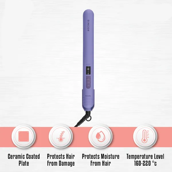 SINGER SRHST-LP-SHS-7032 Oil Infused Ceramic Coating Hair Straightener – View 3