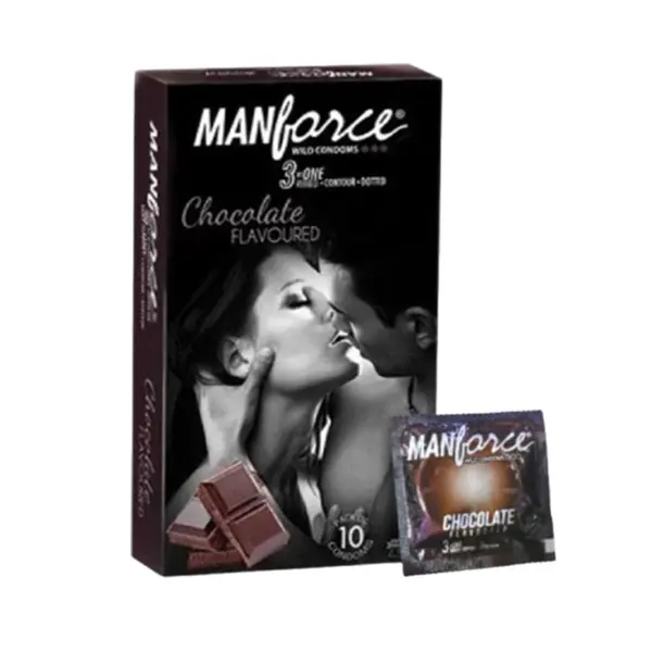 Manforce Wild Condom 3 In1 Chocolate Flavour (10 Pcs Pack)  – View 1