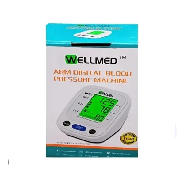 Wellmed B01 Automatic Oscillometric Blood Pressure Monitor with Voice Guidance – View 3