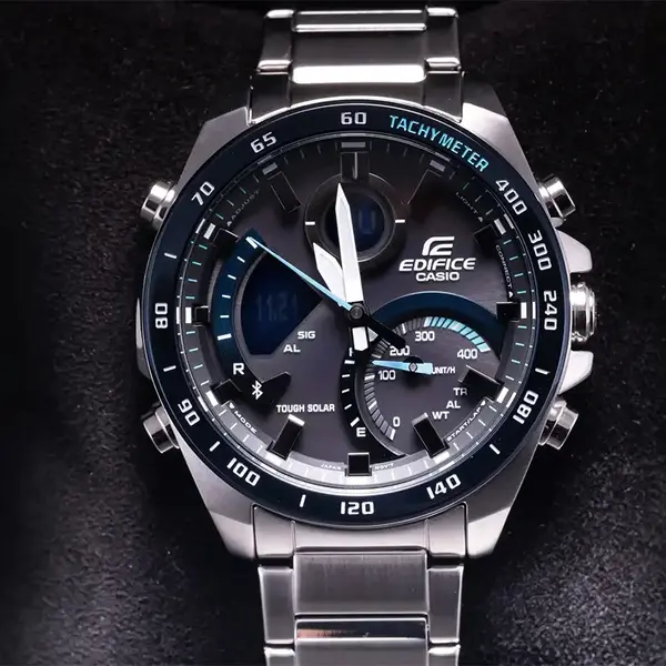 Casio ECB-900DB-1ADR Edifice Bluetooth Stainless Steel Tough Solar Men’s Watch – Dial Color: Blue, Strap Color: Silver – View 2