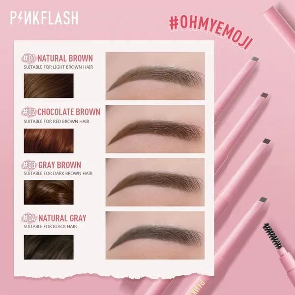 PINKFLASH PF-E09 Waterproof Auto Eyebrow Pencil 03 Gray Brown  – View 5