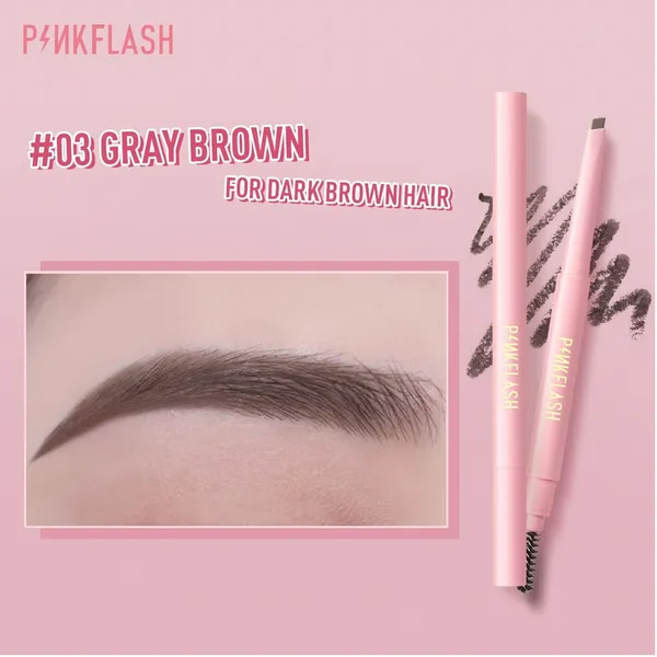 PINKFLASH PF-E09 Waterproof Auto Eyebrow Pencil 03 Gray Brown  – View 2