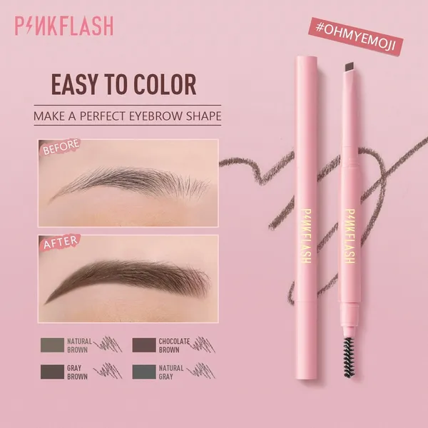 PINKFLASH PF-E09 Waterproof Auto Eyebrow Pencil 03 Gray Brown  – View 3
