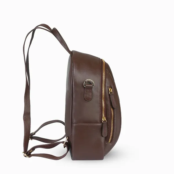 Oxford Expression Multi-Pocket PU Leather Women’s Backpack – Color: Brown – View 3