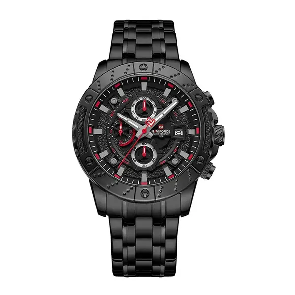 NAVIFORCE NF9227 Hollow Mechanical Style Men’s Watch – Dial Color: Red, Strap Color: Black – View 1