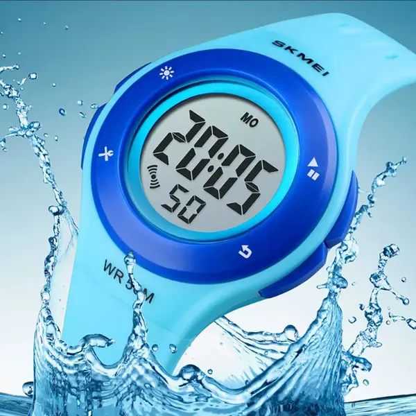 SKMEI 1455 Digital Waterproof Luminous Sporty Kid's Watch – Dial Color: Black, Strap Color: Blue – View 3