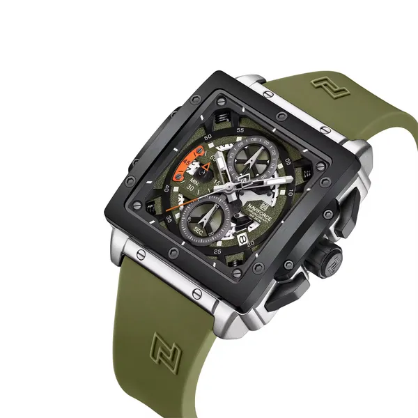 Naviforce 8064 Silicone Strap Quartz Analog Premium Sporty Men's Watch – Dial Color: Green, Strap Color: Green  – View 2