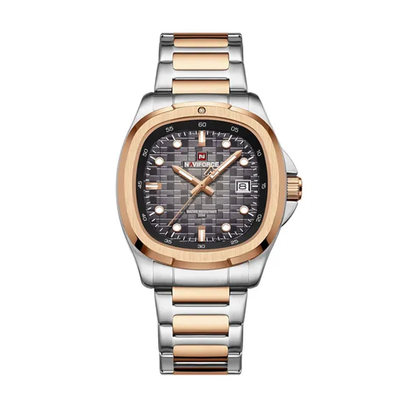 Naviforce 9240 High Quality Stainless Steel Waterproof Men's Watch – Dial Color: Brown, Strap Color:  Brown  – View 1